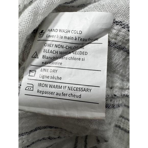 Vince Shirt Top Striped White Blue Cotton Blue Button Front Long Sleeve Sz 6 - Picture 4 of 4